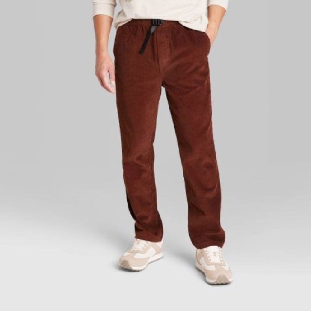 Original Use Mens Large Corduroy Jogger Pants Straight Leg Casual Ankle Length